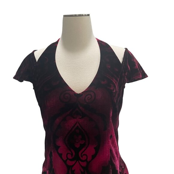 Nanette Lepore Velvet Burnout Dress Goth Chic Glam Cold Shoulder Sz 8 Elegant - Picture 4 of 11